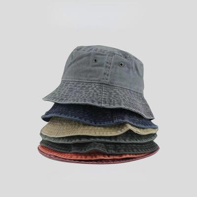 China Sun Hat Panama Washed Denim Bucket Hat Hip Hop Solid Color Fisherman Sun Hat Plain Women Beach White Summer Brim Bucket Hats Cotton Wide for sale