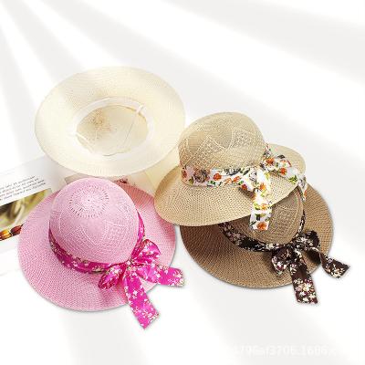 China Fashion\Wide Brim Beach Hat Bowknot Summer Sun Foldable Straw Hat New Design Comfortable Wholesale Women\durable Straw Hat for sale