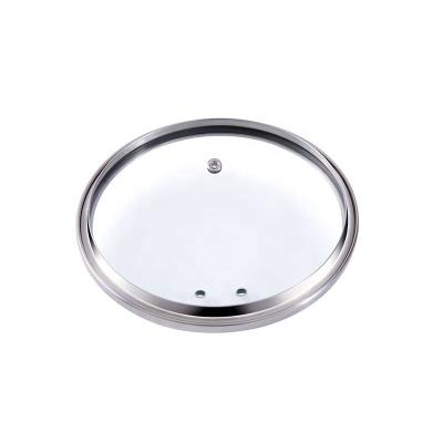 China Sustainable Cooking Glass Pots Stainless Steel Rim H Type Full Dome Cover Round Strainer Jars Glass Lid for sale