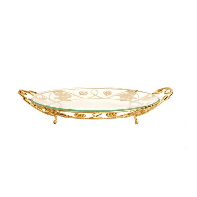 China Sustainable Gold Fruit Tray Plate For Wedding And Glass Hotel Dishes-JY161 for sale