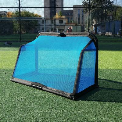 China Soccer Goal Black Net Blue Aluminum Frame Football Foldable Goal for sale