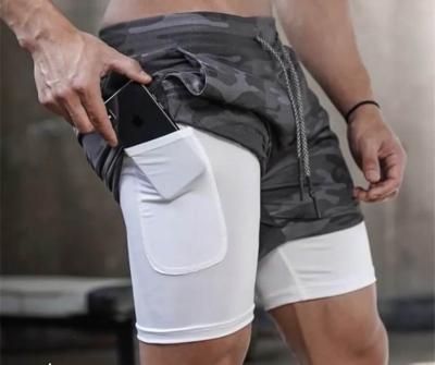 China Custom Anti-Wrinkle Mens Gym Shorts OEM Pockets Two In One Shorts for sale