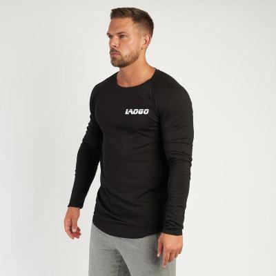 China 2020 Custom Men's Long Sleeve Black Long Sleeve Shirts Anti-Shrink Gym Clothing Muscle Fit T-shirt Top Men's Long Sleeve Black Fitness Shirt for sale