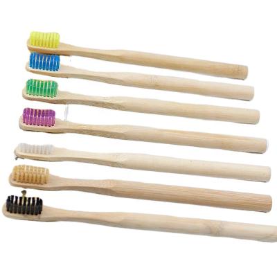 China Free Sample 100% Eco Disposable Biodegradable Bamboo Toothbrush With 6 Colors for sale