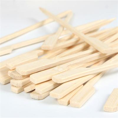 China Easily Cleaned Disposable Bamboo Paddle Skewer Flat Barbecue Skewer Mini Hot Dogs Sticks for sale