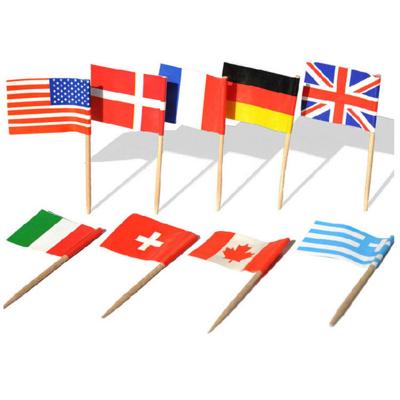 China Disposable Eco-friendly Bamboo Toothpick Flags Sticks Cocktail Cake Fruit Decoration Flags for sale