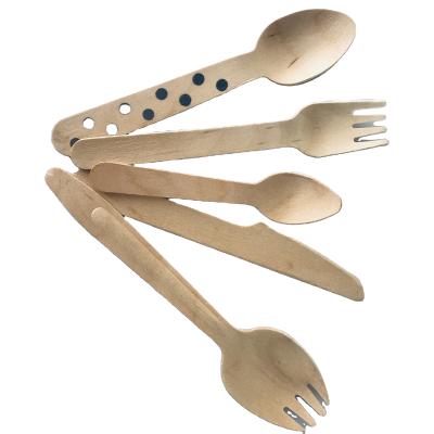 China Hotel restaurant home stock on handsome disposable wooden cutlery and spoon tableware can custom logo for sale