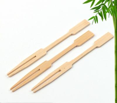 China Food Drinking Fork Disposable Natural Small Cocktail Mini Fruit Fork With Custom Bamboo Logo for sale