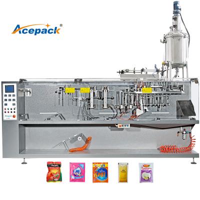 China Horizontal Duplex Honey Liquid Filling Sachet Forming Packaging Machine Automatic Sealing Machine Soft Pouch Packing Flat Pouch for sale