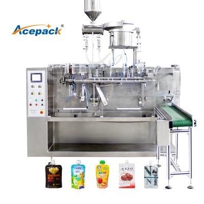 China Doypack Soft Spout Pouch Filling Cosmetic Drink Automatic Spout Pouch Packing Machine Horizontal Packing Machine for sale