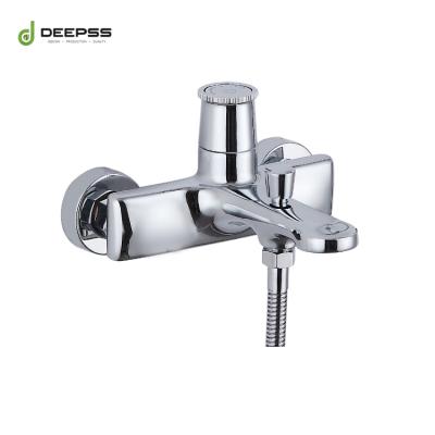 China Without Slide Bar Manufacturer Bath Sanitary Ware Faucets Wall Mounted Exposed Hot Cold Water Push Button Bathtub Mixer Tap for sale