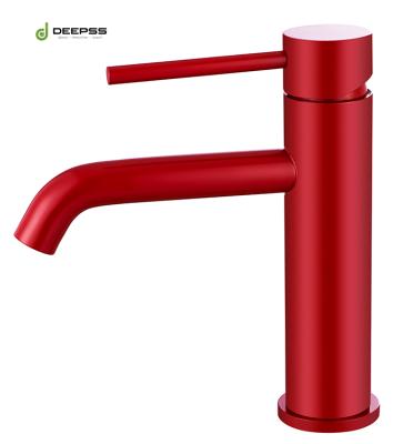 China Metered Faucets CE Certificated Stainless Steel Basin Faucet Hot And Cold Red Faucet for sale