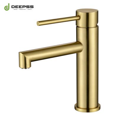 China Deepss Metered Faucets Best Selling Brushed Gold Finish Single Handle Basin Mixer Tap for sale