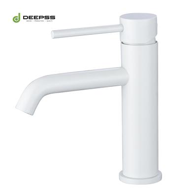 China Acs Metered Faucets Innovated Matte White Basin Mixer Tap Faucet For Bathroom for sale