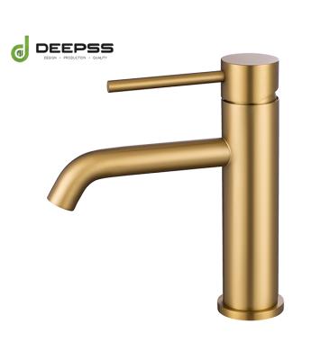 China Single Metered Faucets Deepss Sus 304 Color Brushed Gold Mixer Tap Basin Faucet for sale