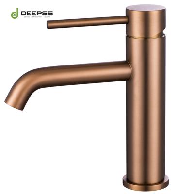 China Metered Faucets Hot and Cold 304 Stainless Steel Rose Gold Basin Mixer Faucet by Deepss for sale