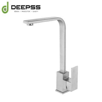 China Metered 304 Stainless Steel Kitchen Faucets High End Single Handle Square 360 ​​Degree Rotation for sale