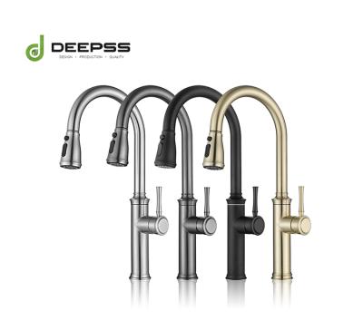 China Pull Out Spray Deepss Hot Sale 304 Stainless Steel Flexible Pull Down Kitchen Faucet for sale