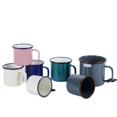 China Sustainable Ceramic Large Enamel Camping Mug 500ML Enamel Imitation Ceramic Mugs For Coffee for sale