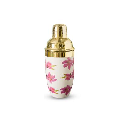 China DOUBLE WALL New Product Bar Machines Durable Double Wall Stainless Steel Cocktail Shaker With Flower Printed for sale