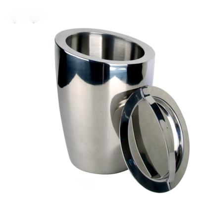 China Sustainable Wholesale Custom Insulated Irregular Double Walled Stainless Steel Insulated Ice Bucket With Lid for sale