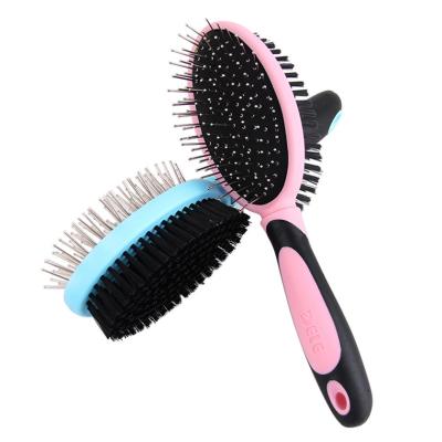 China Viable Pet Hair Grooming Tool Double Sided Massage Deshedding Dematting Pin And Pet Brush Comb for sale