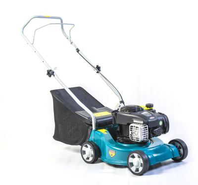 China Blue Color Patent Design Petrol Driven Lawn Mowers 125cc 6 Inch 45l  Catcher Volume for sale