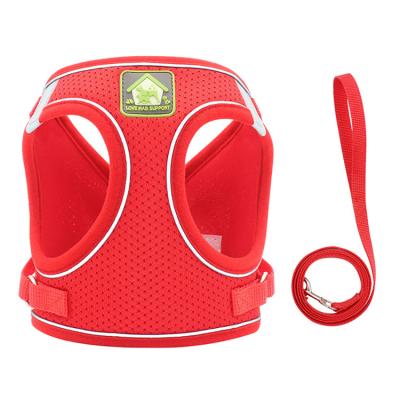 China New Design Adjustable Breathable Reflective Dog Harness Custom Reflective Pet Vest With Leash for sale