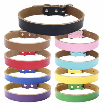 China Wholesale Sustainable Real Cowhide Dog Chain Adjustable Writing Leather Pet Collar for sale