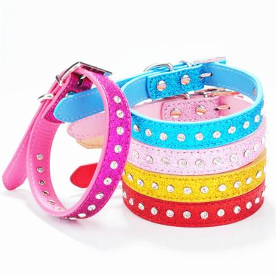 China Viable Hot Selling Crystal Diamonds Studded Puppy Cat Bling Rhinestone Rhinestone Dog Collars for sale