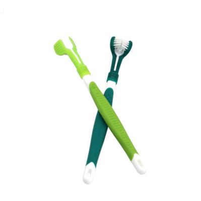 China Sustainable Durable Non-slip Handle PP Dog Pet Toothbrush For Teeth Cleaning for sale