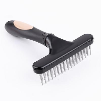 China Viable Professional Pet Dematting Tool Reject Row Dual Pins Undercoat Rake Pet Comb For Dog for sale