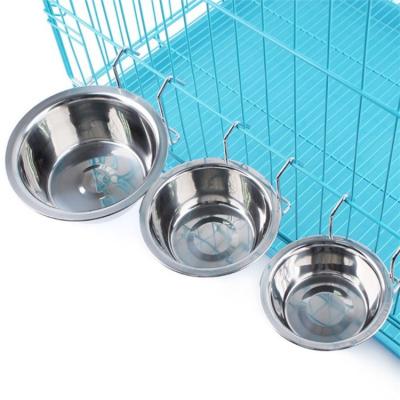 China Sustainable Hanging Pet Cage Bowl Stainless Steel Food Water Bowls For Dogs And Cats for sale