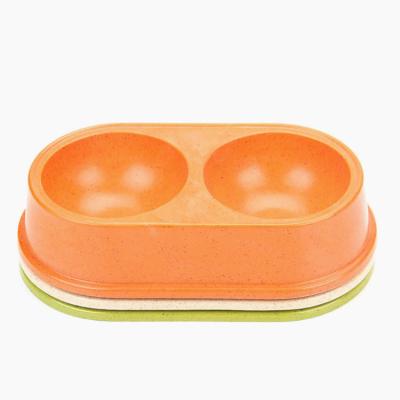 China Environmentally Sustainable Plant Resin Natural Double Bamboo Fiber Dog Bowl for sale