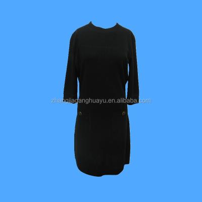 China Machine Washable 100% Merino Wool Women Long Sleeve Autumn Casual Dress for sale