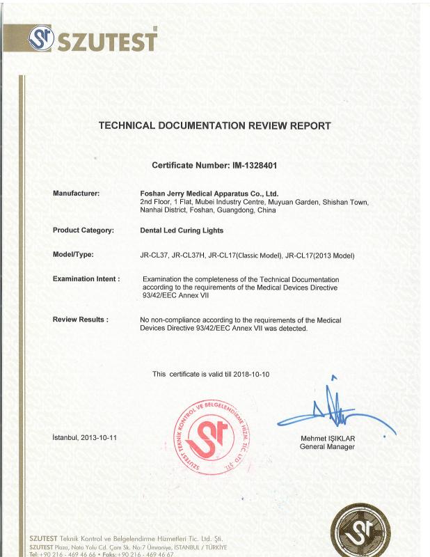 CE certificate - FOSHAN JERRY MEDICAL APPARATUS CO.,LTD