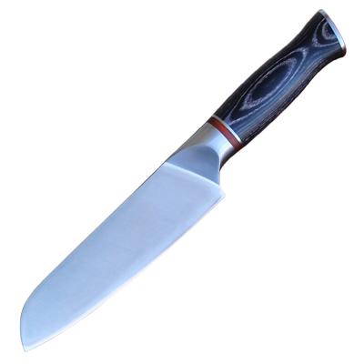 China Kitchen Cutting Chef Knives 5Cr15MoV Wood Forged Carbon Steel Viable Ultra Sharp Blade and Pakka Handle 7 Inch Japanese Santoku Knife for sale