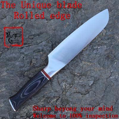 China Kitchen Cutting Chef Knives 5Cr15MoV Wood Forged Carbon Steel Viable Sharp Blade and Pakka Handle 7 Inch Japanese Santoku Knife for sale