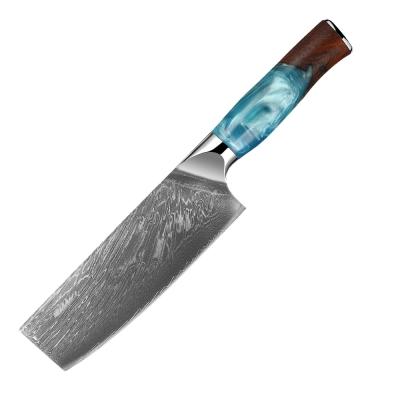 China Sustainable Hot Selling Premium Quality Resin Rosewood Handle 6.5inch Kitchen Cooking Knife 10Cr15CoMoV VG10 Damascus Steel Chef Knife Japan Nakiri for sale