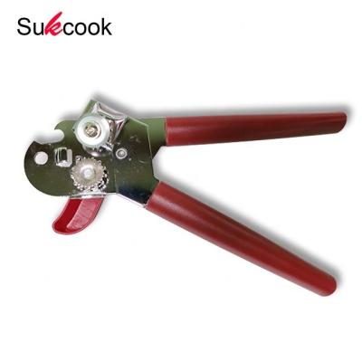 China Sustainable Hot Sales Stainless Steel Manual Red Handle Can Opener for sale