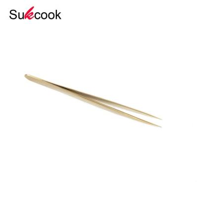 China Low MOQ Kitchen Utensil Minimalist Gold Planting Cooking Stainless Steel Tongs For Factory Decoration Chef Tweezers for sale