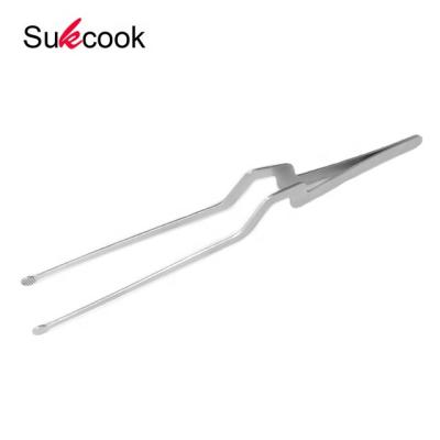 China Sustainable Hot Sales Tongs Feeding Stainless Steel Offset Chef Tweezers for sale