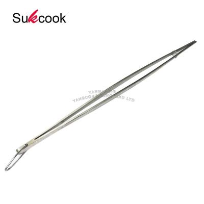 China Sustainable Hot Sales Food Grade Barbecue Stainless Steel Chef Extra Long Tweezers for sale