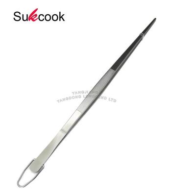 China Sustainable Hot Sales Stainless Steel 30cm With Pointed Hook Chef Tweezers for sale