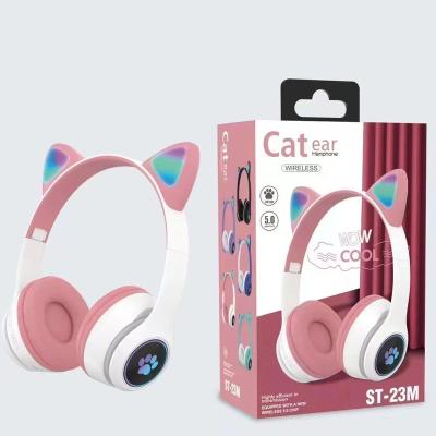 China Creative Gifts Flashing Earbuds LED Cat Ears Wireless Headphones Over-Ear Earphone Cat Ear Headphone ST23M for sale