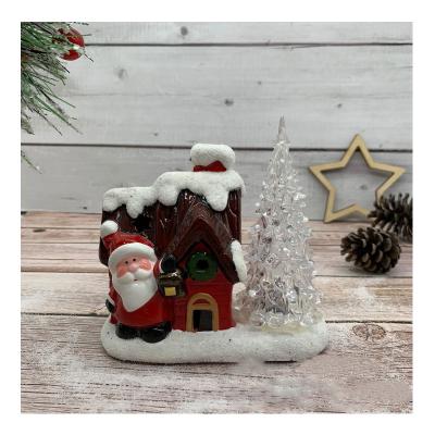 China Cute Innovative Santa Claus Snowman Igloo LED Flashing Lights Ceramic Hand Painted Christmas Event Decoration Gifts for sale