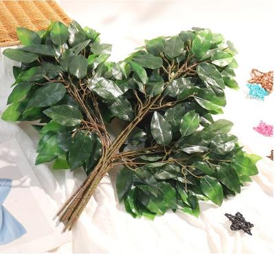 China Real Hand Feeling Touch Ficus Leaf Events Decoration Green Plants Quality Fire Retardant Artificial Leaves for sale