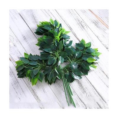 China Wholesale Traditional Plastic Artificial Leaf Artificial Silk Leaves Binds Simulation Banyan Leaves for sale