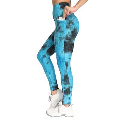 China Breathable Tie Dye Compression Stretch Women Yoga Pants Leggings for sale