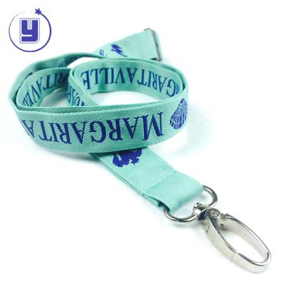 China Personalized Custom Made Quality Nickel Free Double Sides Thick Woven Lanyards With Metal Hook for sale